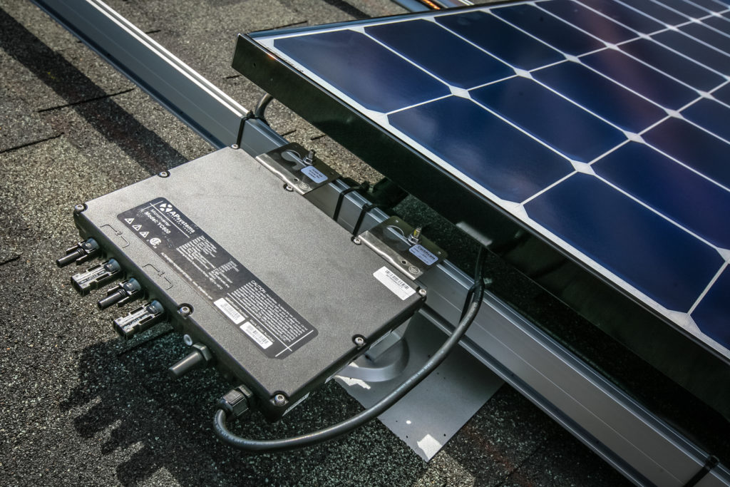 apsystems microinverters attached to solar panels