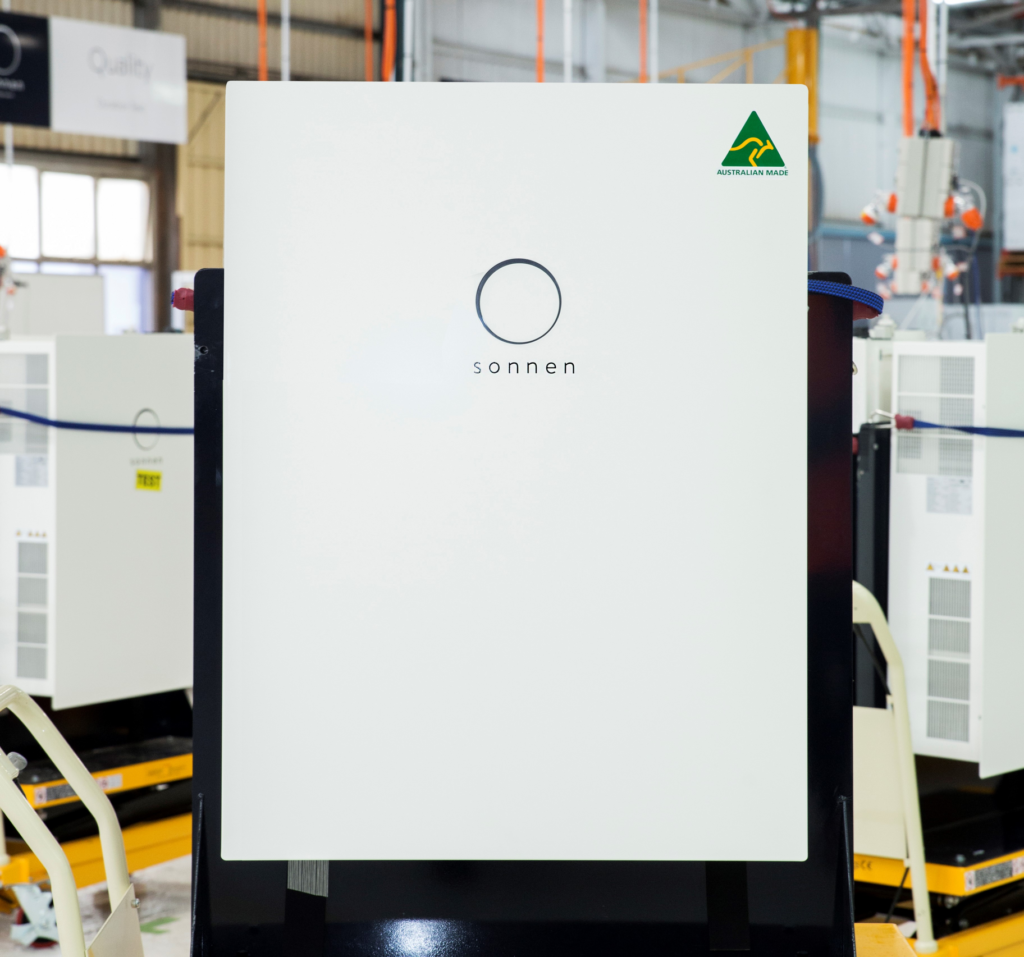 picture of white sonnen solar battery made in production plant in australia
