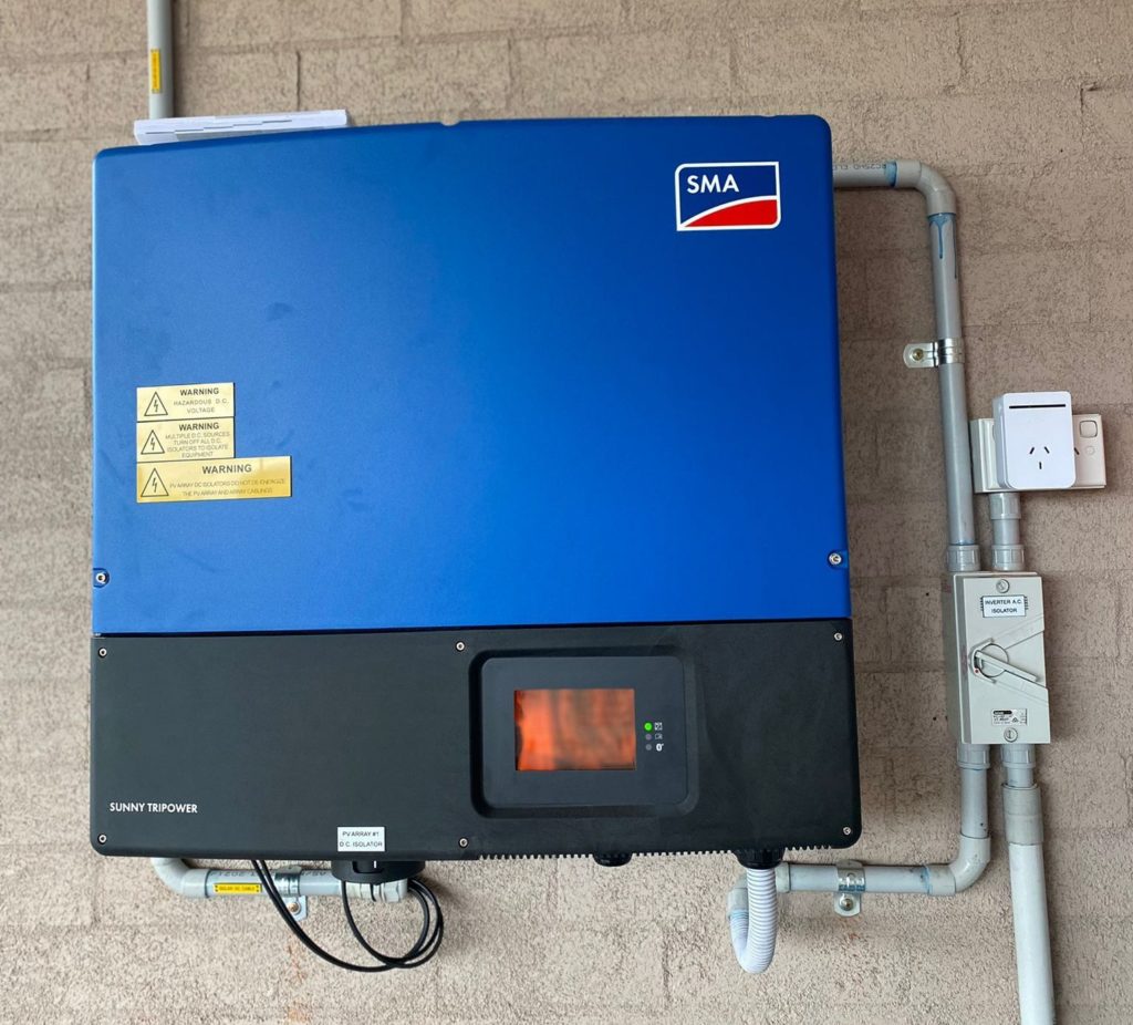 sma sunny tripower inverter installed on wall